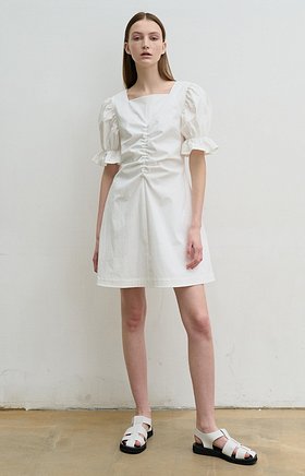 HEROINE(히로인) Cotton-seersucker mini dress (white) | S.I.VILLAGE (에스아이빌리지)