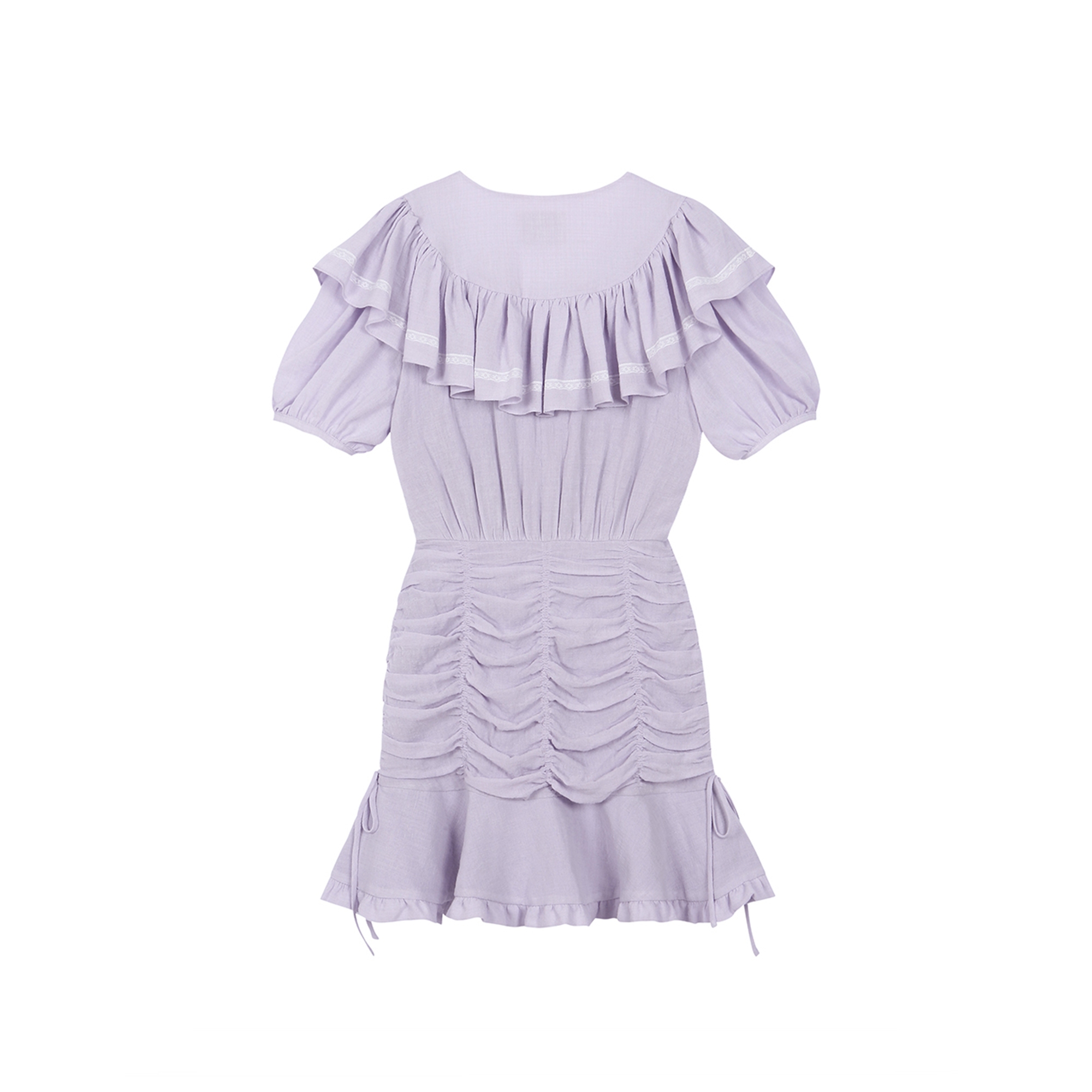 JACQUARD COTTON MINI DRESS - PURPLE