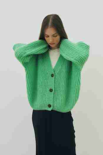 HEROINE(히로인) Mohair volume knit cardigan(mint) | S.I.VILLAGE (에스아이빌리지)