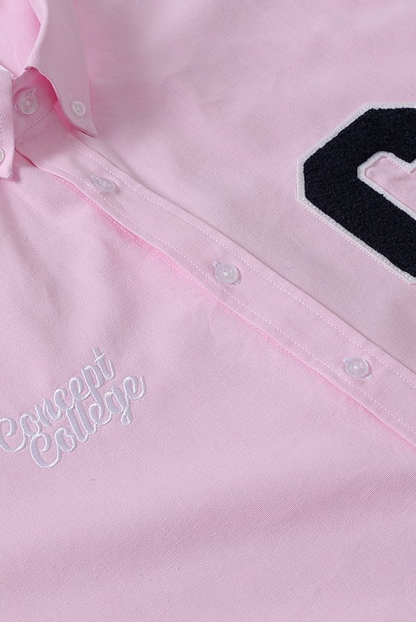 C Patch Unisex Pink Oxford Shirt