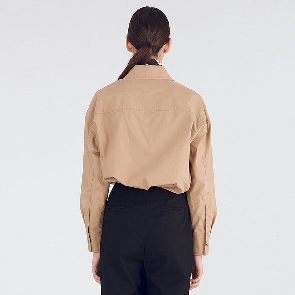 V-neck Collar Shirt_Beige