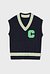 [CONCEPT COLLEGE] Light Green C Patch V-neck Knitwear Vest [Navy]