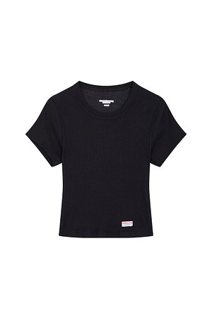 ALEXANDER WANG(알렉산더왕) 리브드 크롭 숏 슬리브 티셔츠 | S.I.VILLAGE (에스아이빌리지)