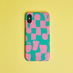 smalls checker hard phone case (green / pink)