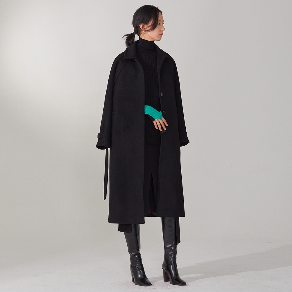 コート |MUSEE| NOIR Cashmere Classic Belted Coat_Dark Black MUSEE(뮤제) NOIR Cashmere Classic Belted Coat_Dark Black