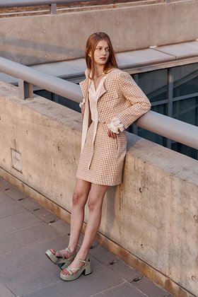 MUSEE(뮤제) SABRINA Crop Tweed Jacket [Japan Fabric] _Coral Tweed | S.I.VILLAGE (에스아이빌리지)