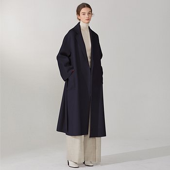 [캐시미어 30%] LE MUSEE_MAGOT Premium Cashmere-Blend Handmade Coat_Royal Navy