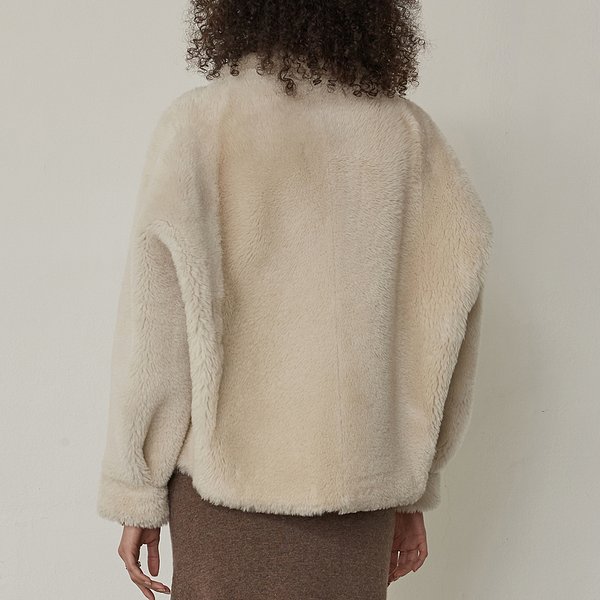 Shearling leather dolman sleeve jacket