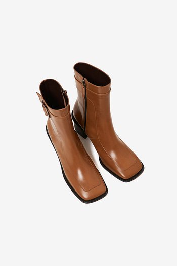 NEUTE(누트) 60mm Judd Sqaure Toe Ankle Boots (CAMEL) | S.I.VILLAGE (에스아이빌리지)