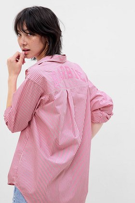 GAP Adults(갭) [여성] 스트라이프 패턴 코튼 셔츠 | S.I.VILLAGE (에스아이빌리지)