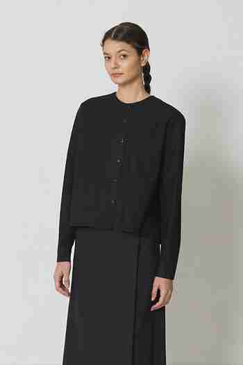 MANUELLE ET GUILLAUME(마누엘에기욤) Modern round cotton shirt black | S.I.VILLAGE (에스아이빌리지)