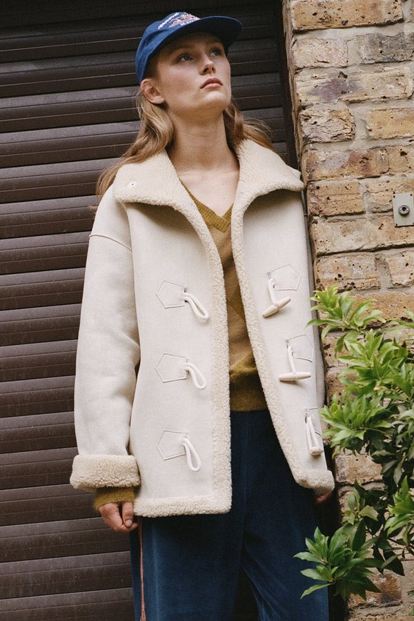 REVERSIBLE MUSTANG WOOL COAT - IVORY