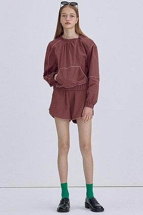 Piping Zip-Up Pullover_Burgundy