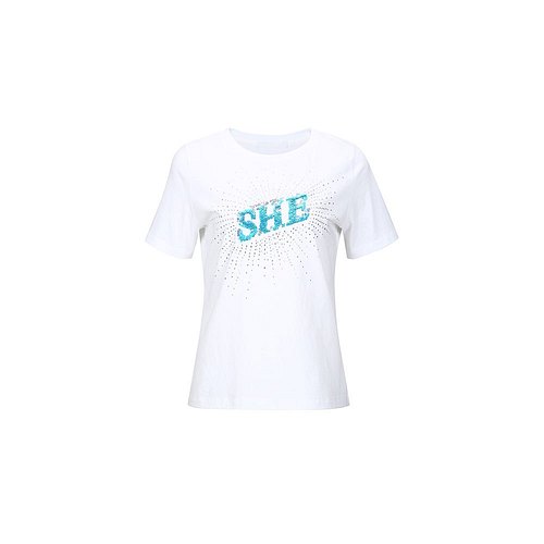 YCH(와이씨에이치) SEQUINNED SHE-PRINT T-SHIRT | S.I.VILLAGE (에스아이빌리지) [YCH]SEQUINNED SHE-PRINT T-SHIRT - 