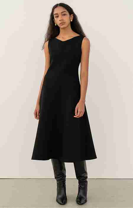 KINDERSALMON(킨더살몬) Karina A-Line Dress Black | S.I.VILLAGE (에스아이빌리지)