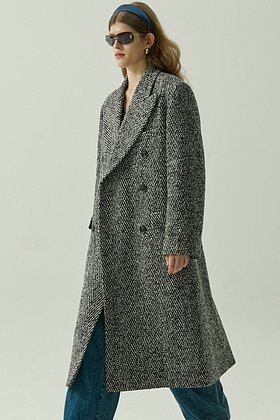 DOUBLE BREASTED TAILORED COAT - BLACK