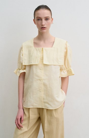 HEROINE(히로인) Linen-blend sailor collar blouse | S.I.VILLAGE (에스아이빌리지)