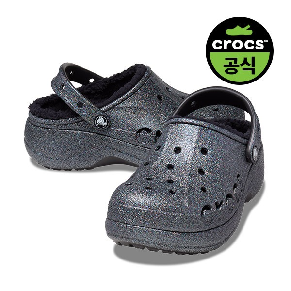 Crocs Baya Platform Lined Glitter Clog Bk Glitter Fwcl S I Village