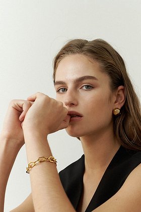 [GRAY Collection] Hexa Chain Bracelet_GOLD
