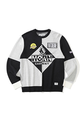 HORN GARMENT(혼가먼트) M GIMME GRAPHIC POINT JQD KNIT CREW