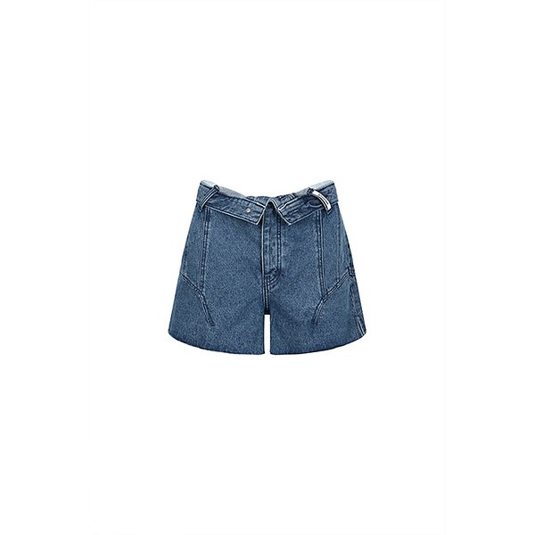 YCH(와이씨에이치) [SS22] WAIST DETAILED DENIM SHORTS | S.I.VILLAGE (에스아이빌리지) [YCH][SS22] WAIST DETAILED DENIM SHORTS - 