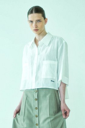 AEER(아에르) Shirts Crop Linen White | S.I.VILLAGE (에스아이빌리지)