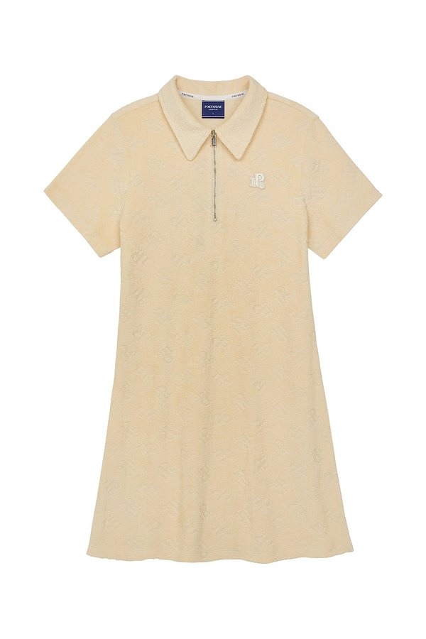 TERRY JACQUARD DRESS - BEIGE