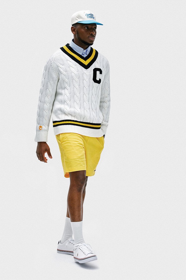 [CONCEPT COLLEGE] C Patch Ivory Preppy V-Neck Wool Knitwear