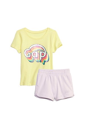 GAP Kids(갭키즈) [토들러 여아 2-5세] 프론트 로고 크루넥 티셔츠 & 쇼츠 | S.I.VILLAGE (에스아이빌리지)