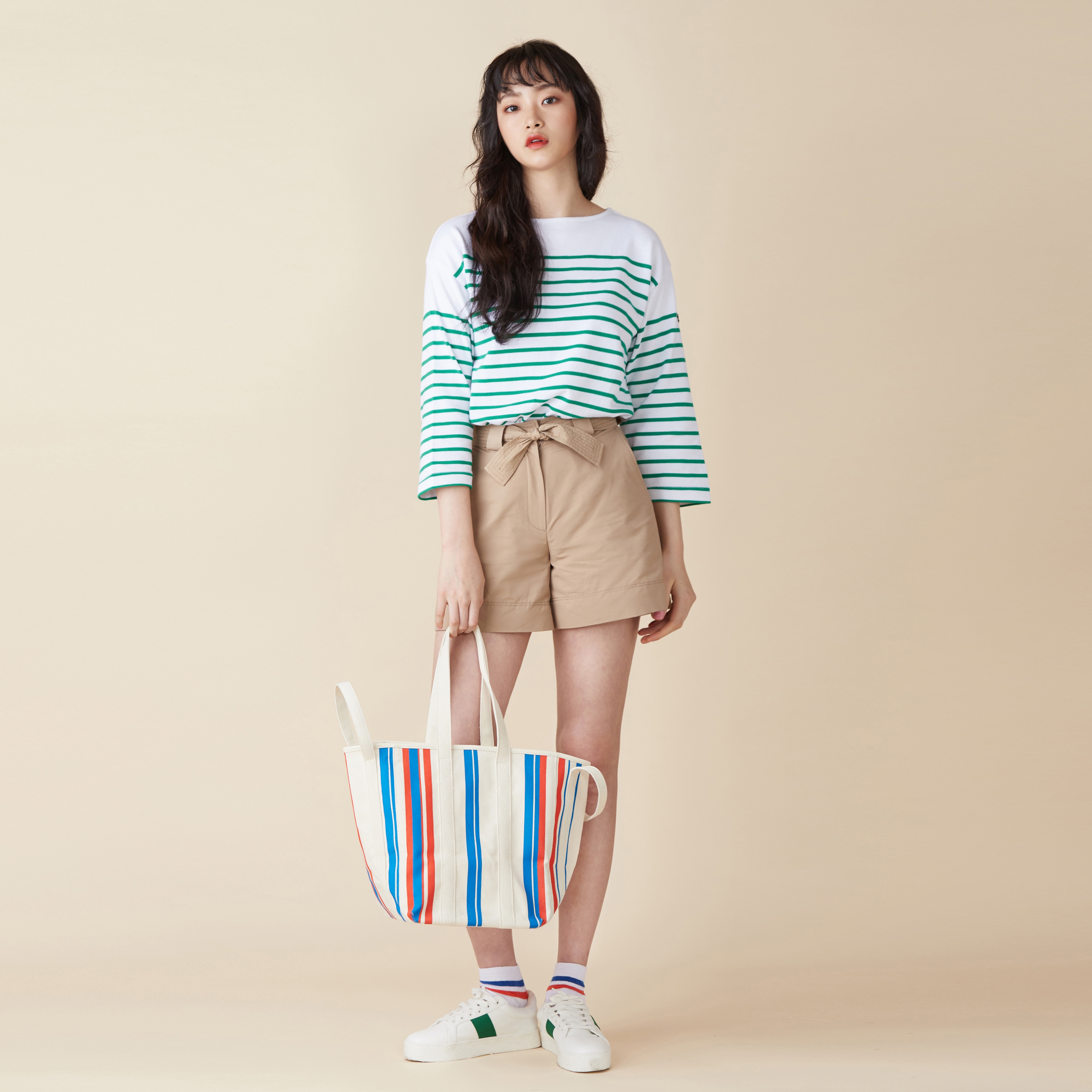 [주르 드 자주] 여 면 스트라이프 10부 티