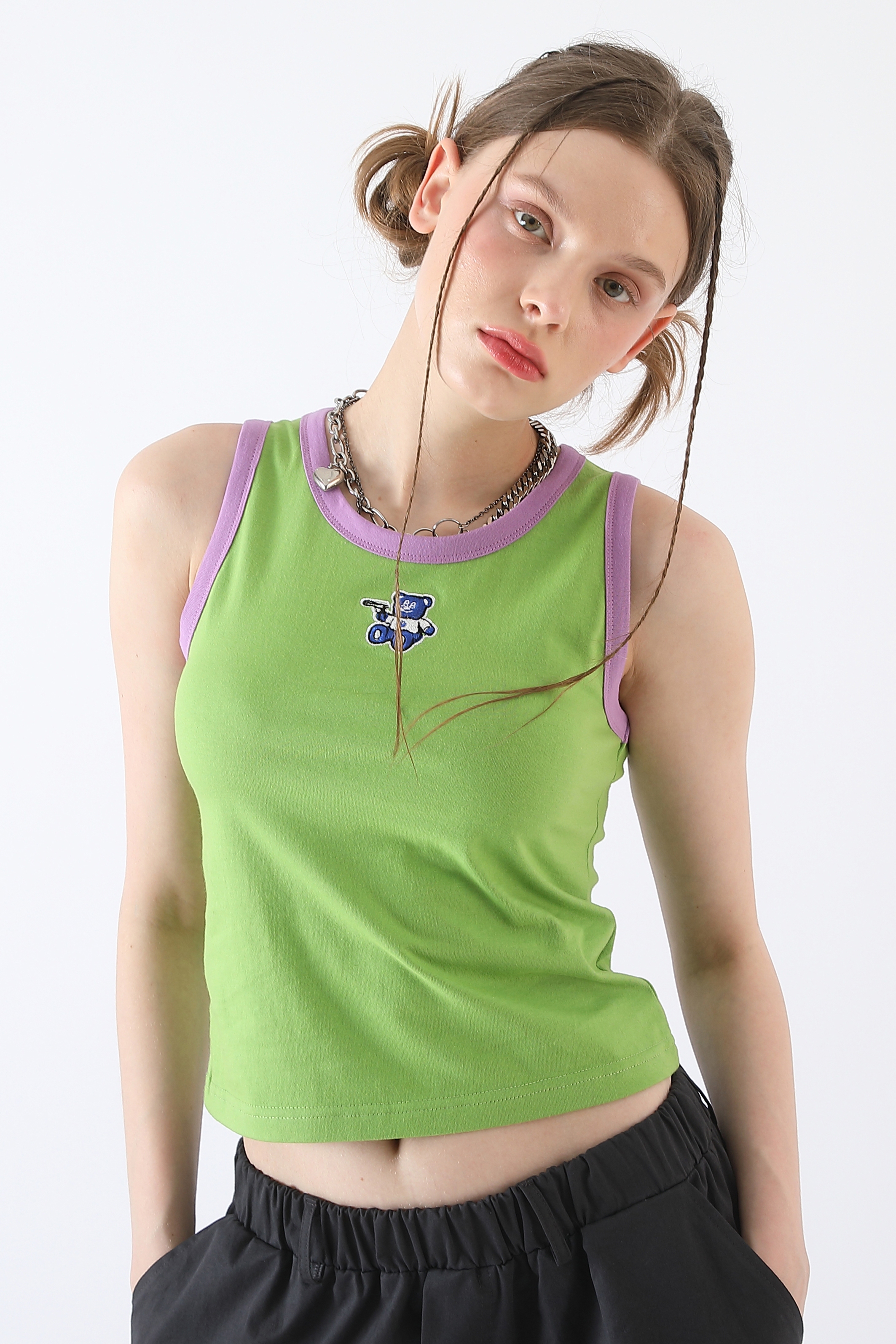 BADBLUE(배드블루) BadBear Patch Sleeveless Lime | S.I.VILLAGE