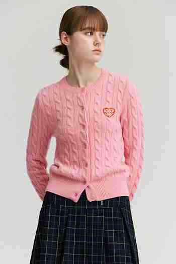 UNTOLD LABEL(언톨드레이블) HEART LOGO CABLE KNIT CD_PINK [U3F0K20121] | S.I.VILLAGE (에스아이빌리지)