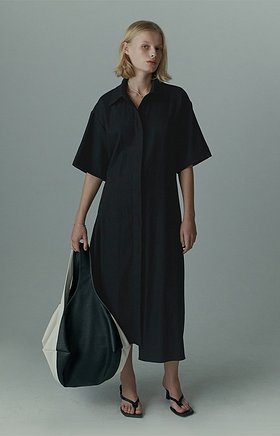 GOEN.J(고엔제이) Asymmetric-hem linen-cotton shirt dress | S.I.VILLAGE (에스아이빌리지)