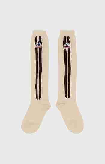 TAZE(테이즈) Lynder Stripe Knee high Socks (Ivory-Burgundy/Pink) | S.I.VILLAGE (에스아이빌리지)
