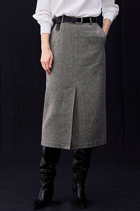 OUI MAIS NON(위메농) Naomi linen denim skirts | S.I.VILLAGE (에스아이빌리지)