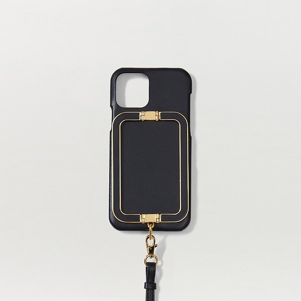 IPHONE 14PRO/14PRO MAX CASE with Leather Strap BLACK