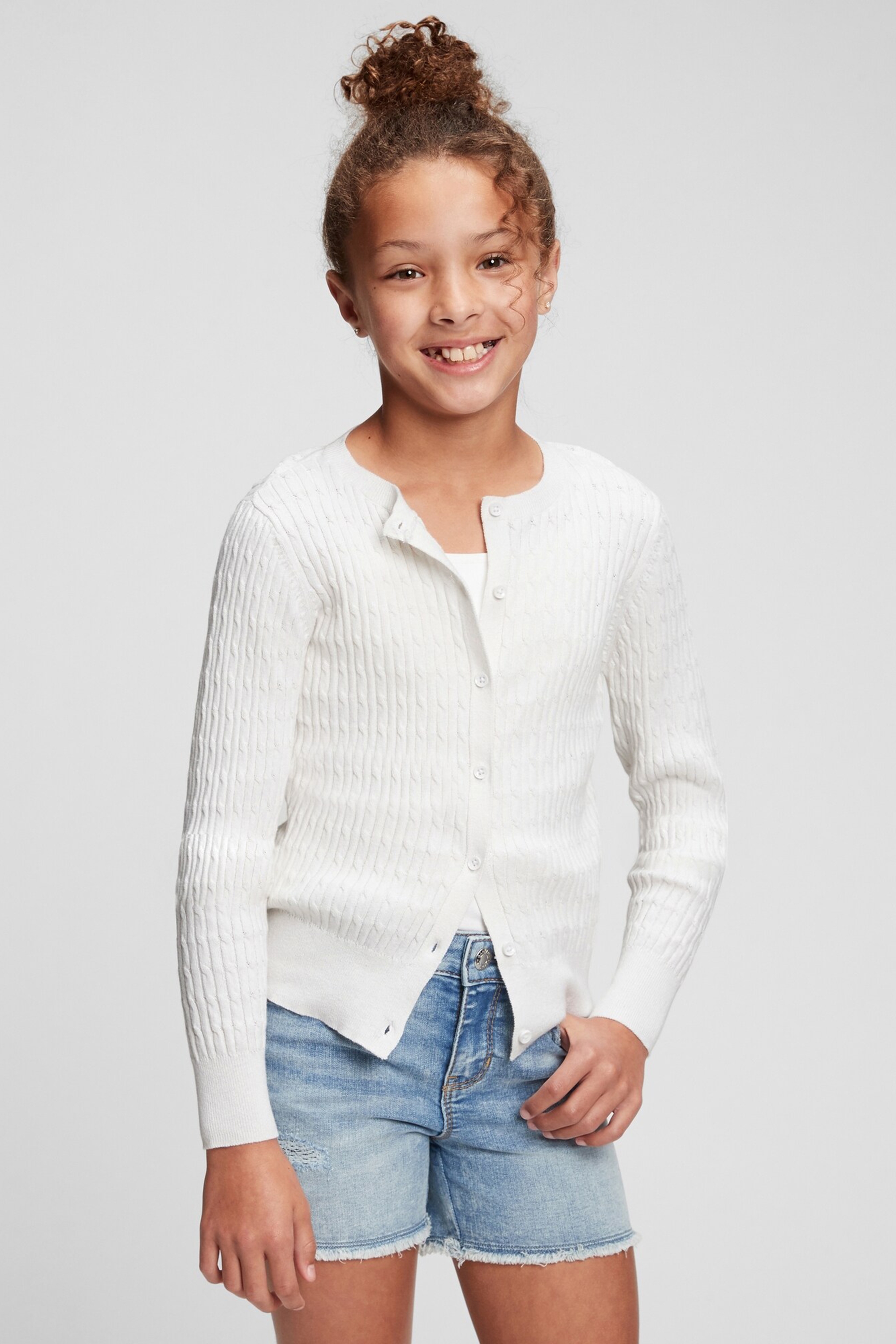 GAP Kids(갭키즈) [키즈 여아 614세] 케이블 코튼 크루넥 가디건 S.I.VILLAGE (에스아이빌리지)