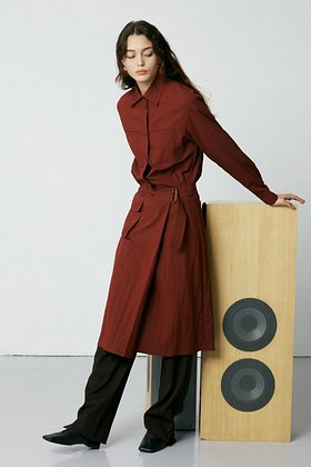 UNTOLD LABEL(언톨드레이블) FLAP POCKET LONG SHIRT DRESS_Red U1F0O601/24 | S.I.VILLAGE (에스아이빌리지)