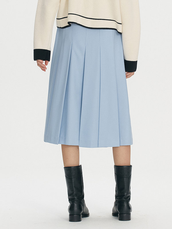 Belted pleated skirt - Sky blue