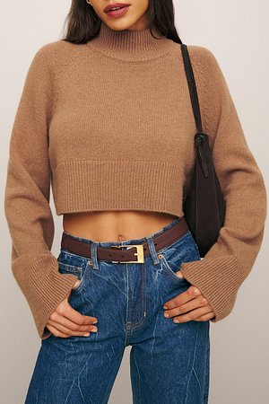 REFORMATION(리포메이션) 캐시미어 크롭트 터틀넥 스웨터 (Garrett Cashmere Cropped Turtleneck) | S.I.VILLAGE (에스아이빌리지)