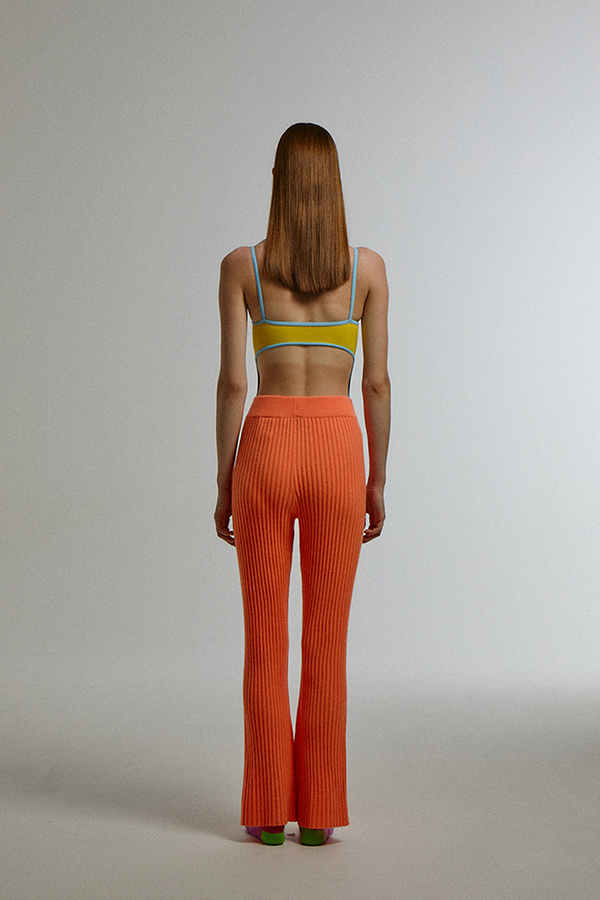 RIB FLARE PANTS_ORANGE