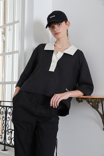 AEER(아에르) Blouse Polo Summer Night Black - Y23 | S.I.VILLAGE (에스아이빌리지)
