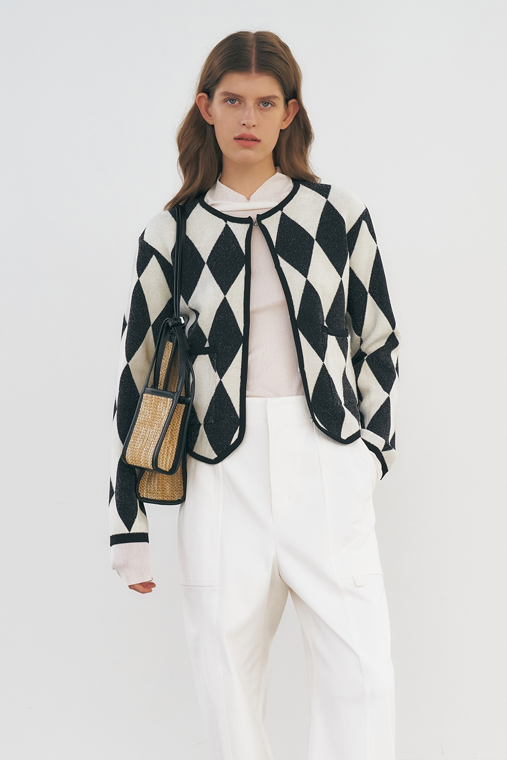 MAISONMARAIS(메종마레) Diamond Knit Jacket, Black S.I.VILLAGE (에스아이빌리지)