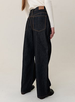 KINDERSALMON(킨더살몬) Loosefit Wideleg Jeans Selvedge | S.I.VILLAGE (에스아이빌리지)