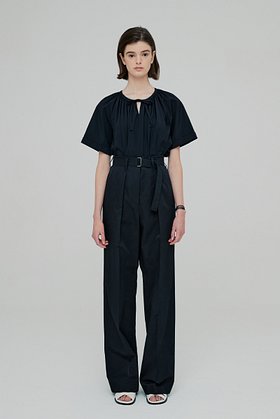 MOON J(문제이) HIGH-RISE BELTED TROUSERS - BLACK | S.I.VILLAGE (에스아이빌리지)