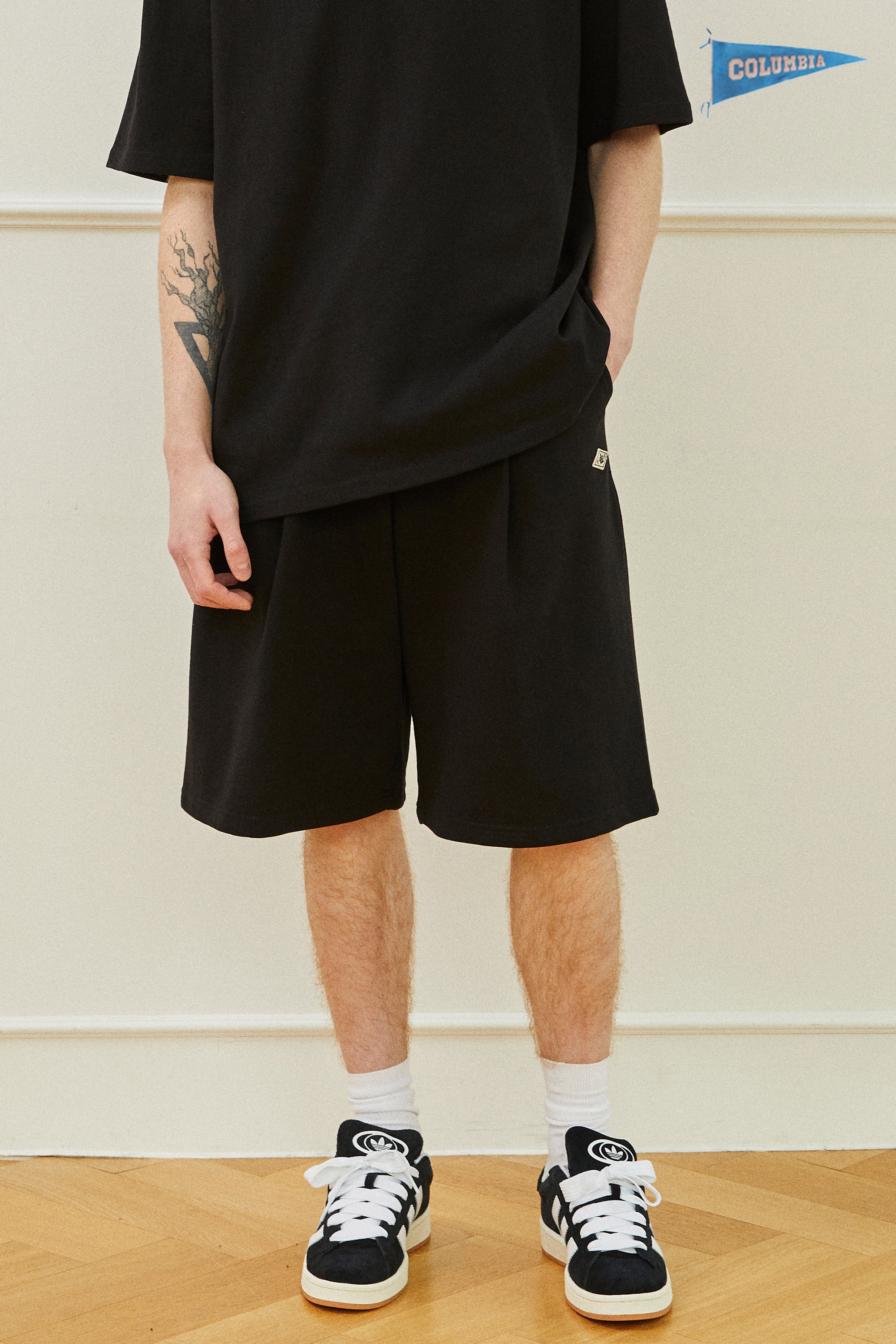 ★★Columbia★★ 1754 CROWN WIDE FIT PINTUCK SHORTS PANTS BL COLUMBIA UNIVERSITY(컬럼비아 유니버시티) 1754 CROWN WIDE FIT