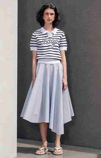 TAZE(테이즈) Unbalance Cotton Full Skirt (Light Bluegray) | S.I.VILLAGE (에스아이빌리지)