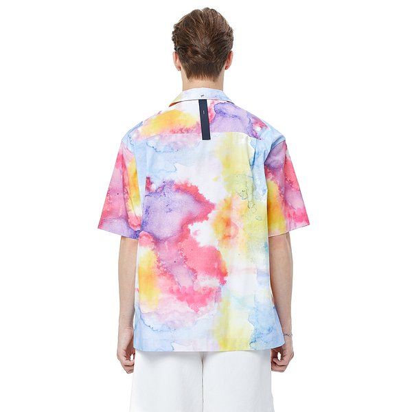 ★규현 착용★ [CASUAL] 페인트 믹스 프린트 오픈카라 셔츠