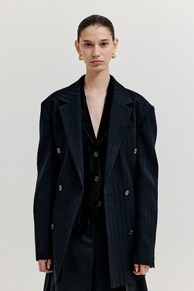 EENK(잉크) XIVIO Double-Breasted Blazer - Black | S.I.VILLAGE (에스아이빌리지)