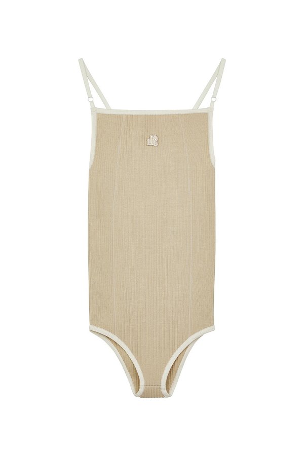 RIBBED BODY SUIT - BEIGE